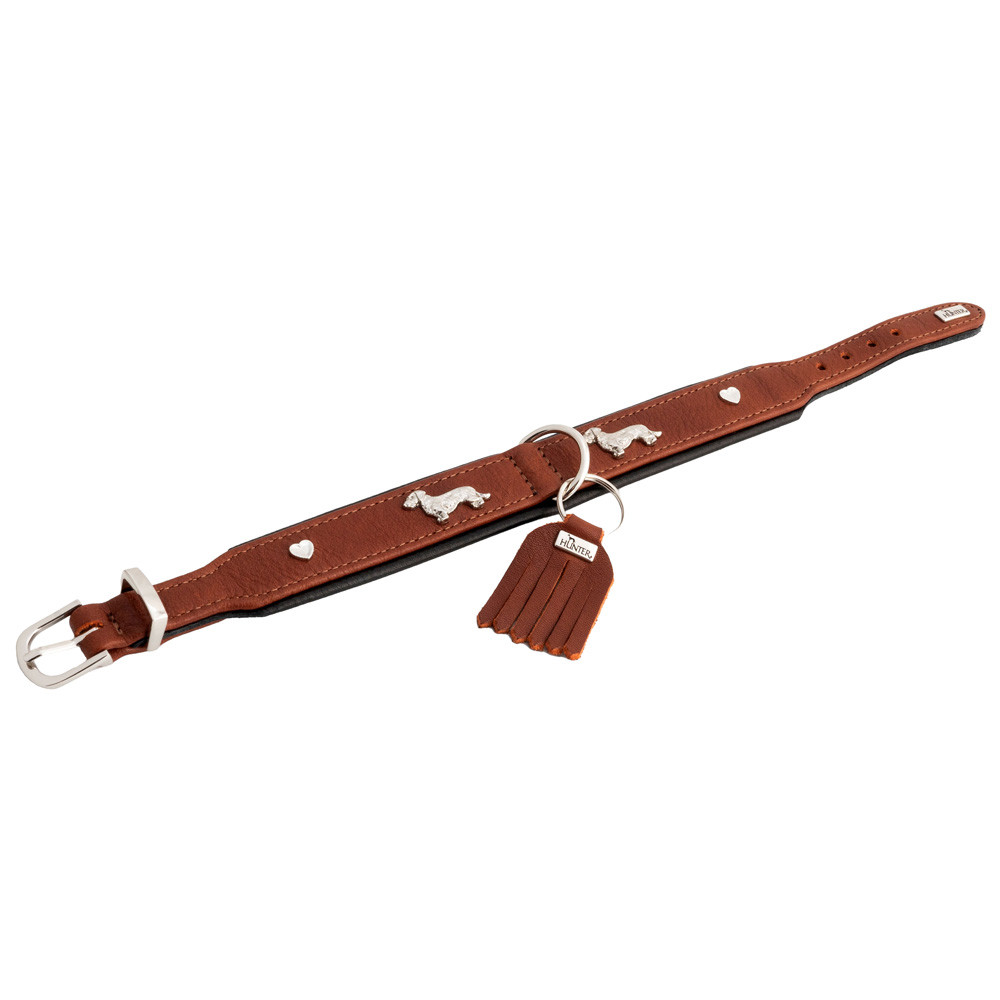 HUNTER Hondenhalsband München”, cognac/zwart, Maat: 42