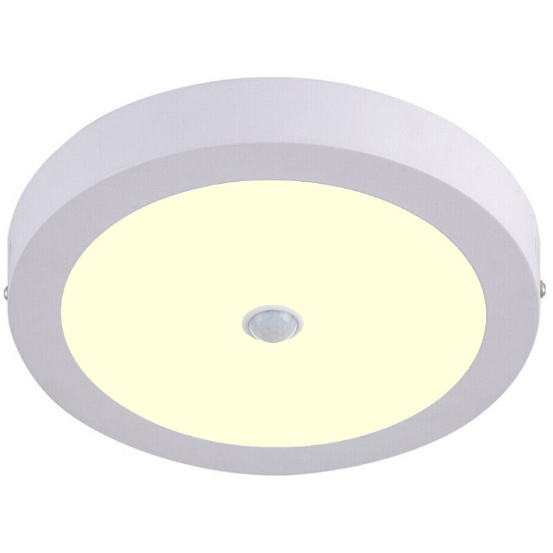 LED Downlight - Facto Dury - PIR Bewegingssensor 360° + Dag en Nacht Sensor - 22W - Warm Wit 2700K - Opbouw - Rond - Mat Wit - OSRAM LEDs