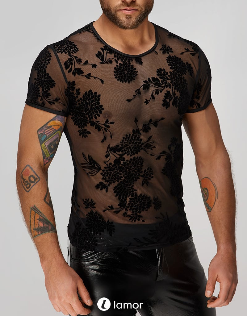 * NOIR handmade Flower Flock Heren T-Shirt, H073