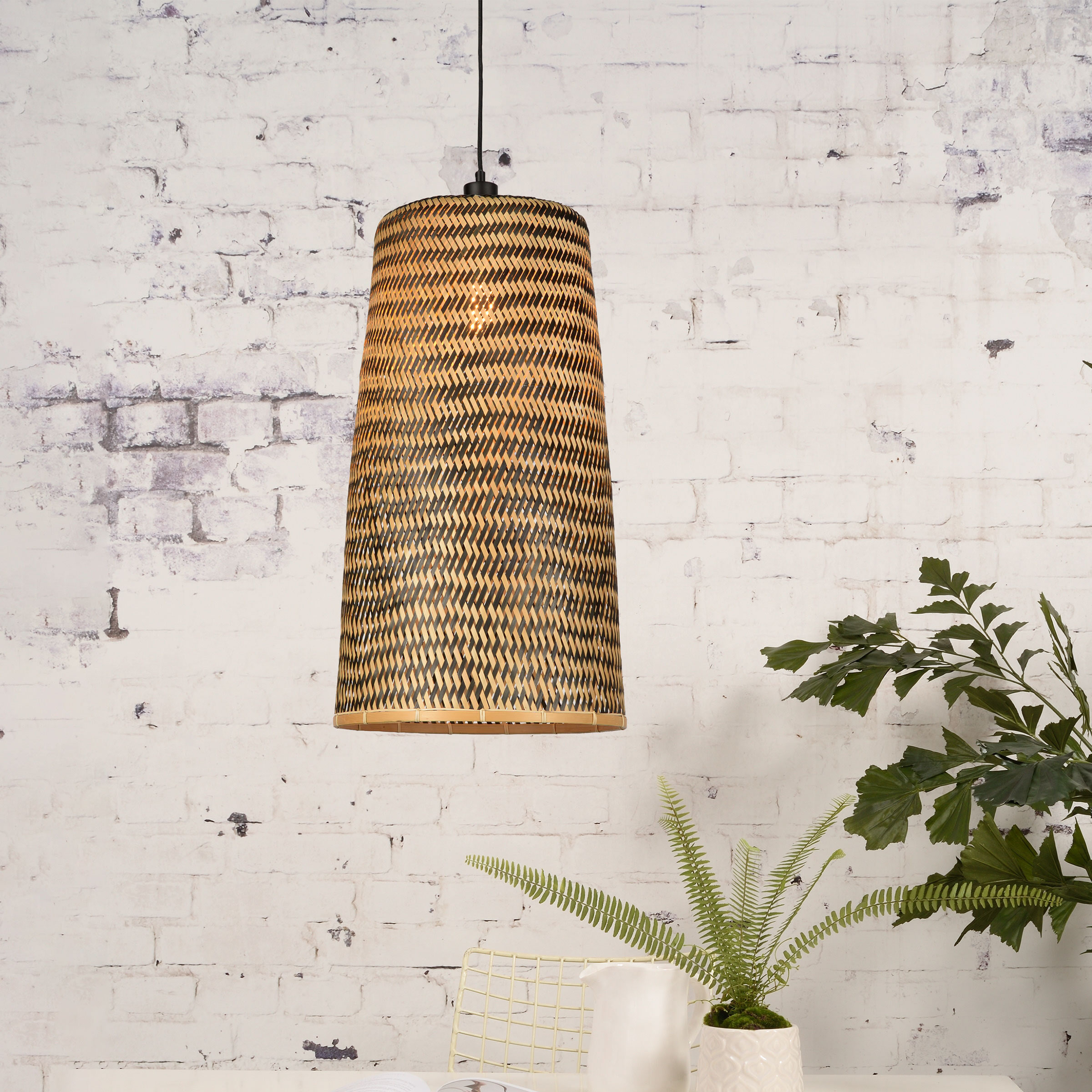 GOOD&MOJO Hanglamp 'Kalimantan' 66cm, Bamboe, kleur Naturel