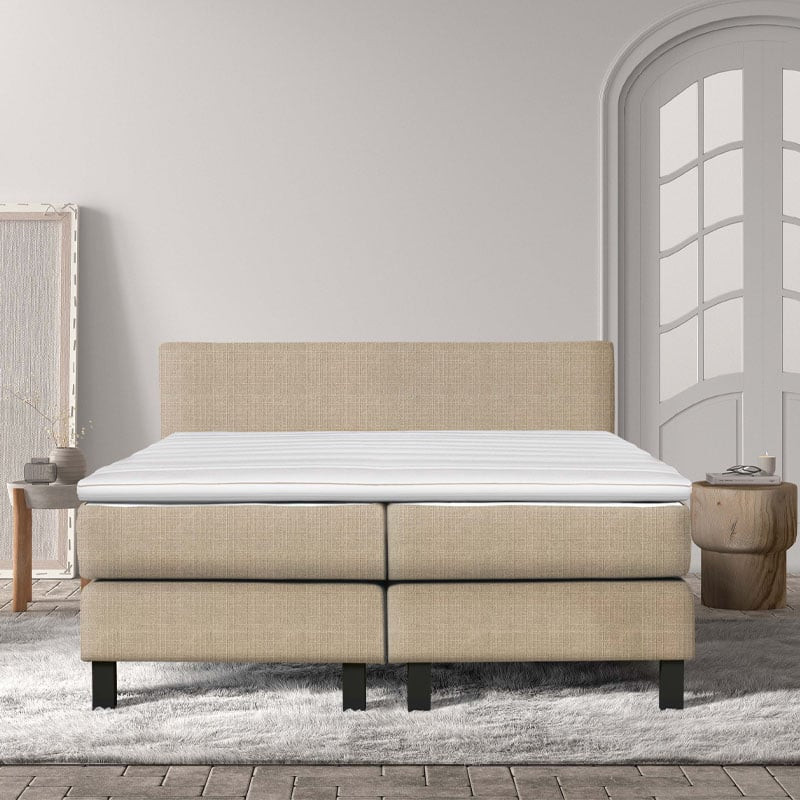 2-Persoons Boxspring Cloud Chill - Deluxe - Creme 160x200 cm - Pocketvering - Inclusief Topper - Dekbed-Discounter.nl