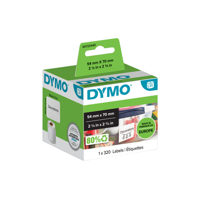 Etiket Dymo 99015 labelwriter 54x70mm diskettelabel 320stuk | 6 stuks