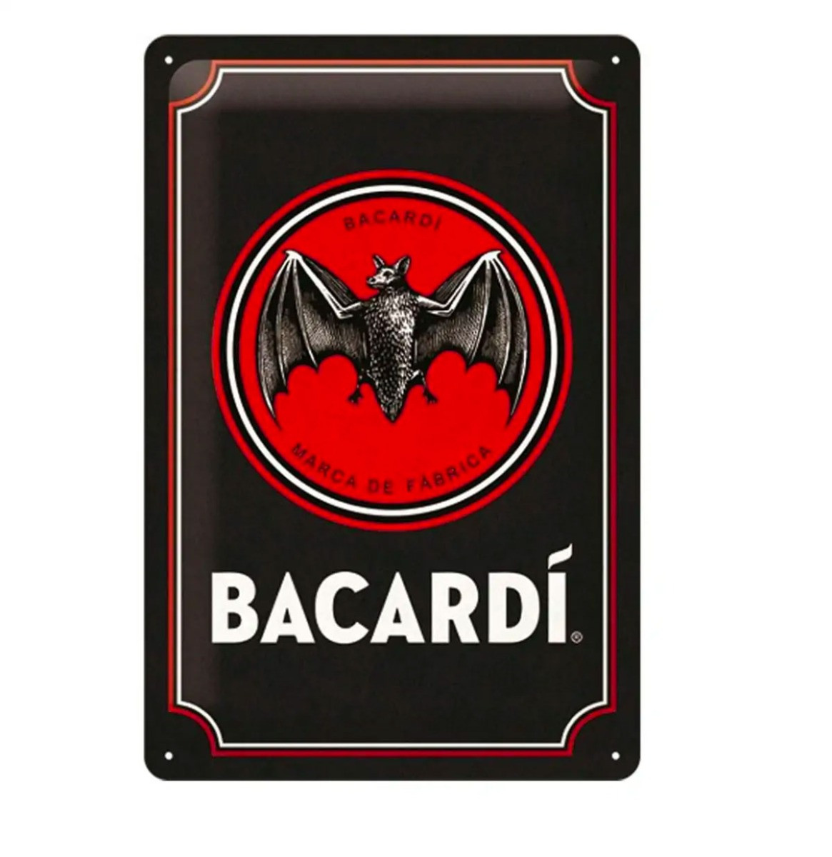 Metalen Bord 40 x 60 cm Bacardi - Logo Zwart