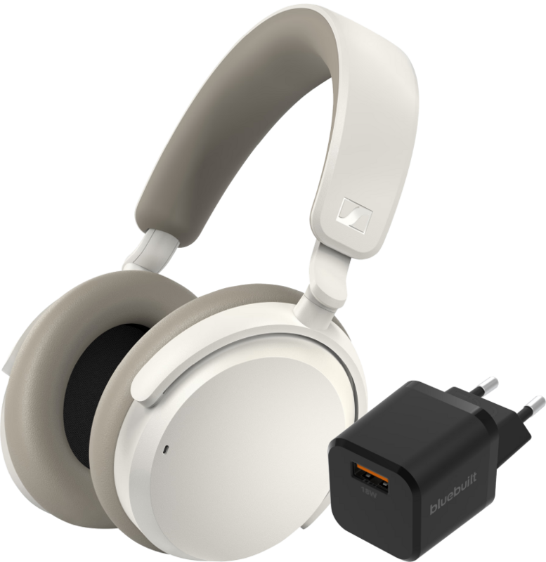 Sennheiser Accentum Wireless Wit+ BlueBuilt Quick Charge Oplader met Usb A Poort 18W Zwart