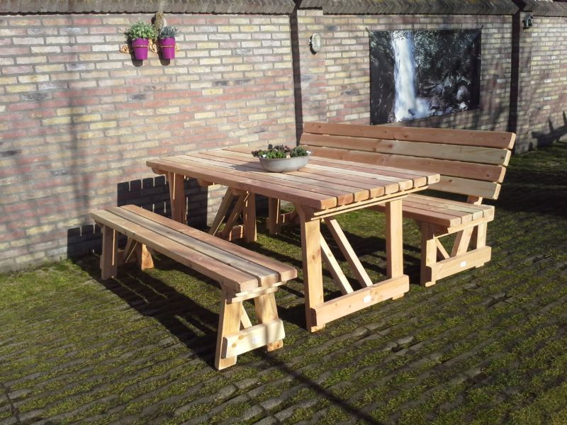 Tuinset Douglas hout | Robuuste set met picknicktafel 200 cm Gemonteerd