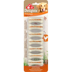 8in1 Delights Strong chicken bones XS hondensnacks 6 verpakkingen