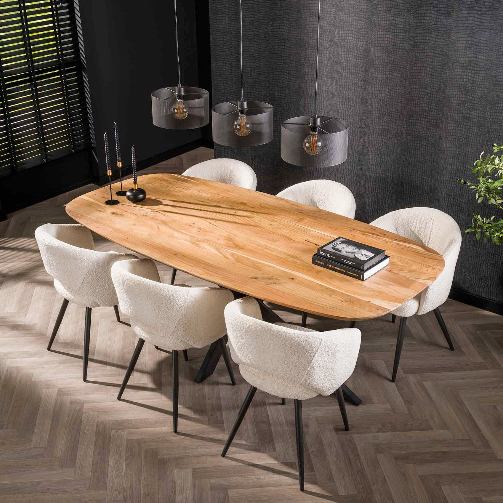 LifestyleFurn Eettafel Imre Deens ovaal, Acaciahout, 215 x 105cm - Massief acacia naturel