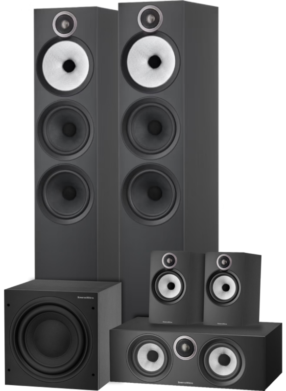 Bowers & Wilkins HTM6 S3 + 603 S3 (per paar) + 606 S3 (per paar) + ASW610 Zwart