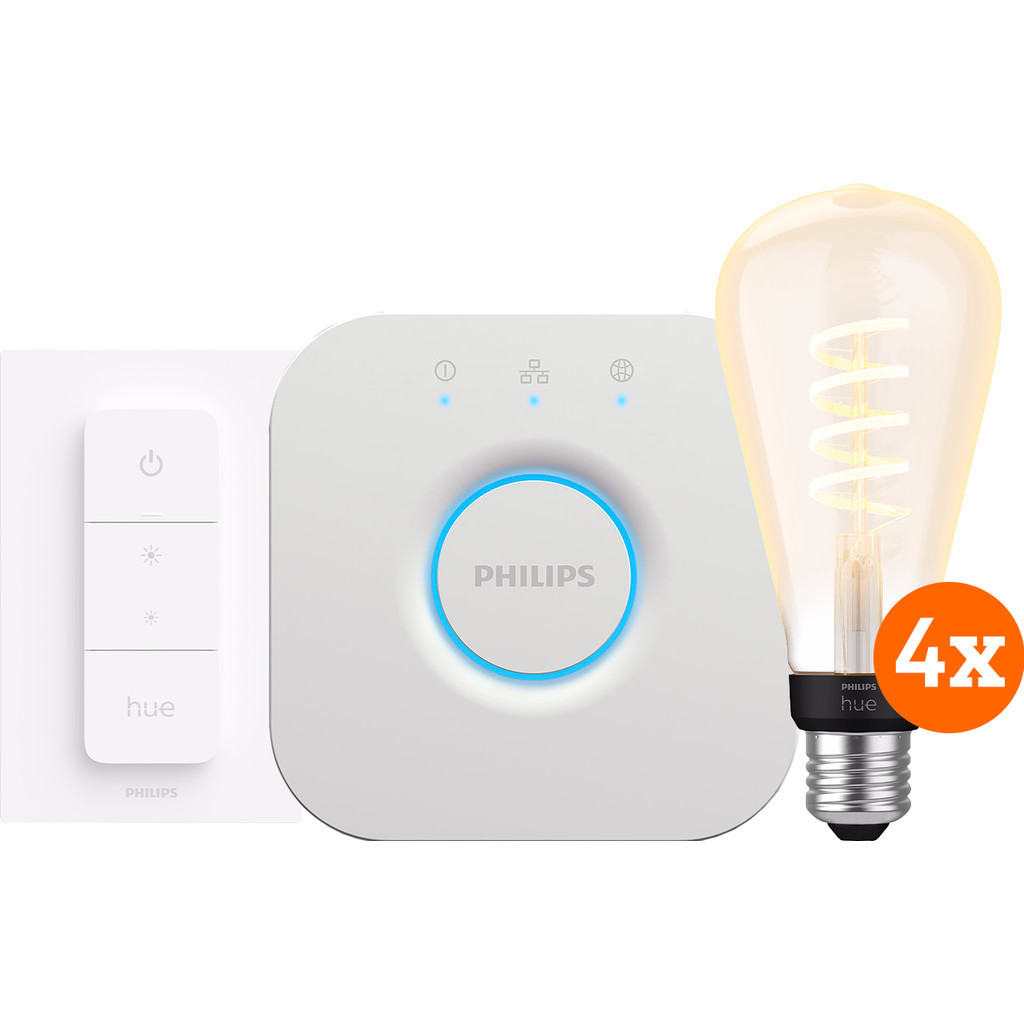 Philips Hue Filament White Ambiance Edison XL 4-Pack Startpakket