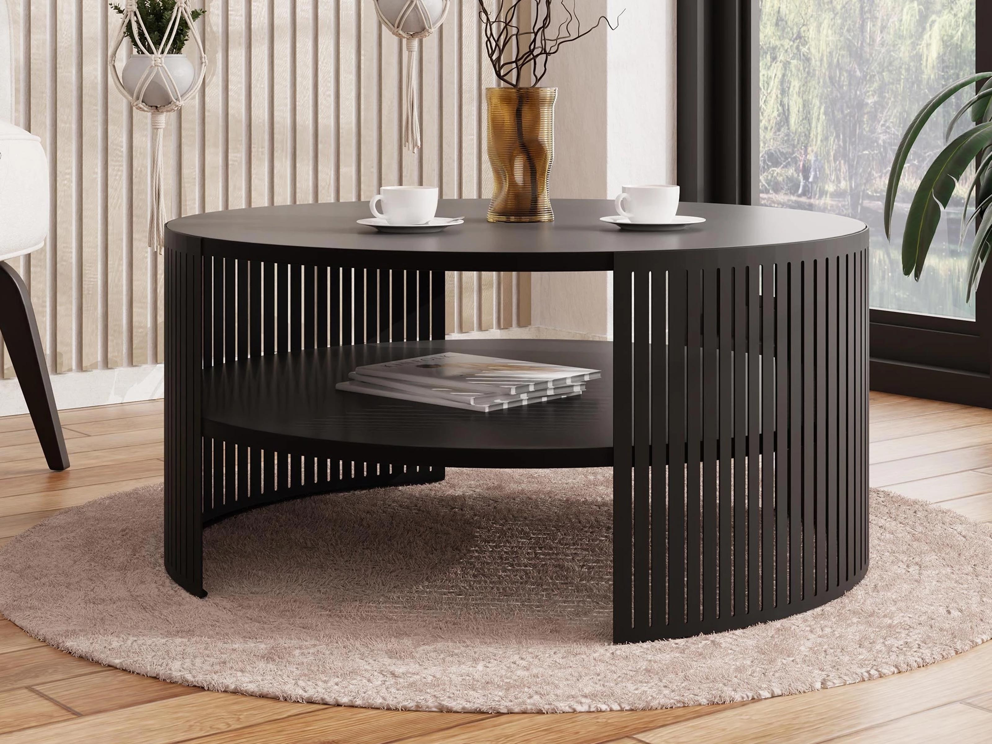 Ronde salontafel ZINZARA ⌀ 75 cm zwart