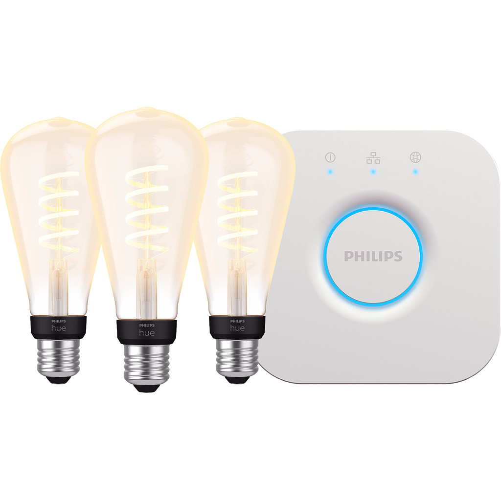 Philips Hue Filament White Ambiance Edison XL 3-Pack + Bridge