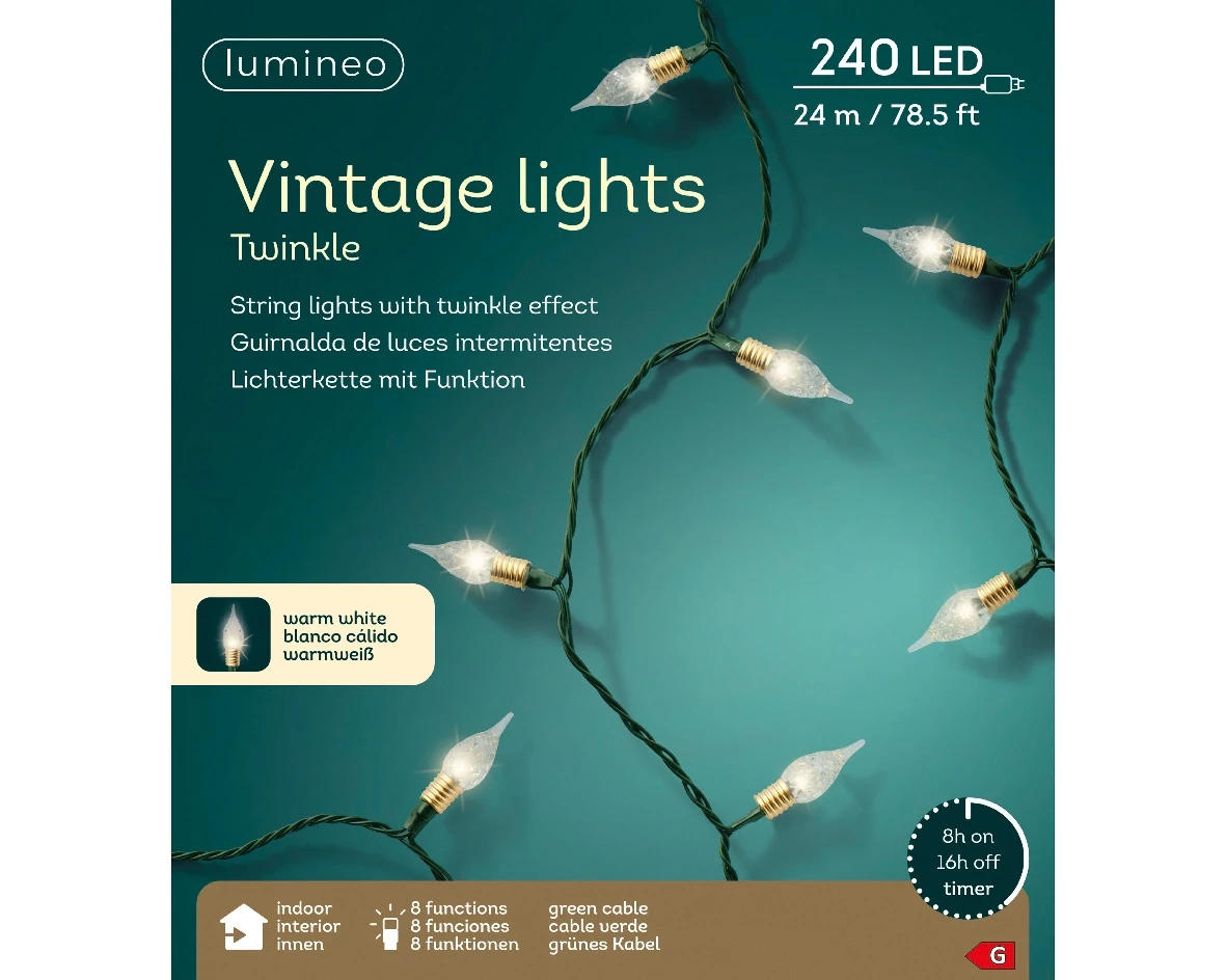 Lumineo 240 Led vintage verlichting 24m warm wit