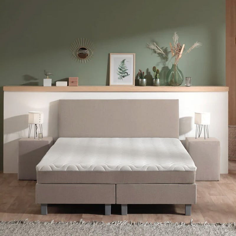 2-Persoons Boxspring Julia Relax - Beige 140x210 cm - Pocketvering - Inclusief Topper - Dekbed-Discounter.nl