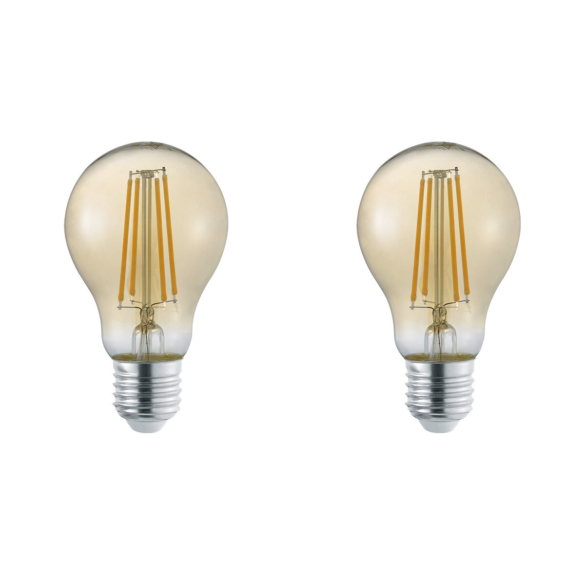 LED Lamp - Trion Lamba - Set 2 Stuks - E27 Fitting - 4W - Warm Wit 3000K - Amber - Glas