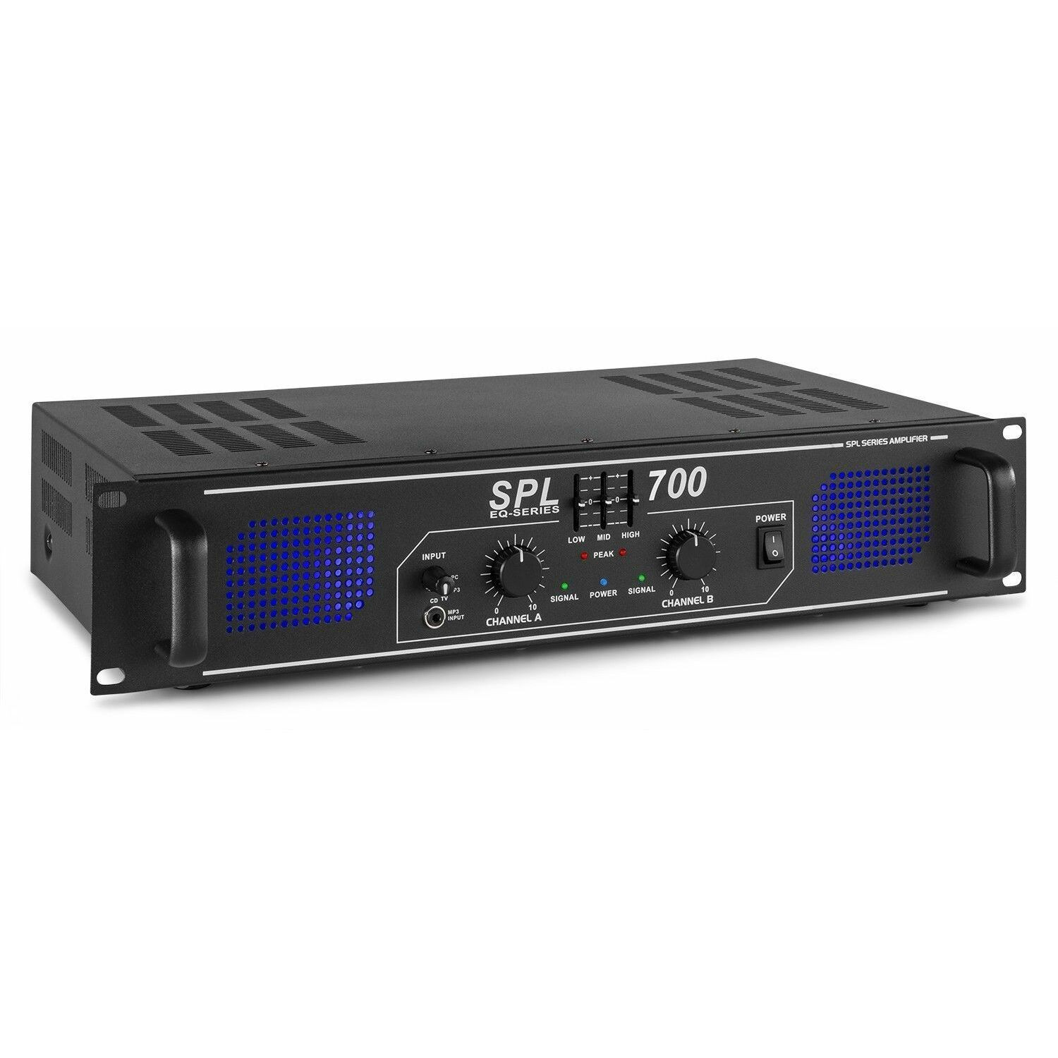 SkyTec SPL700 versterker 2 x 350W met equalizer en verlicht