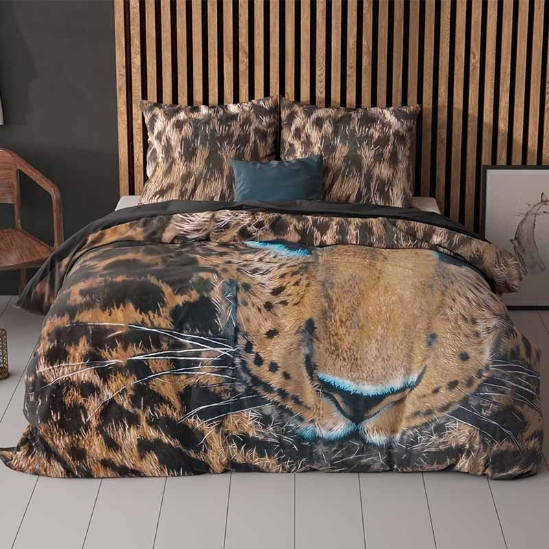 Dekbedovertrek Cheetah - Lits-Jumeaux (240x220 cm) - Bruin Katoen - Dessin: Dieren - Sleeptime - Dekbed-Discounter.nl