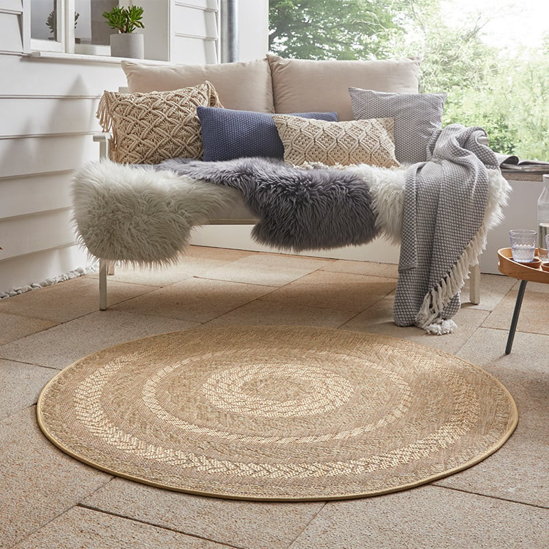 Jute Buitenkleed Woods Beige - NORTHRUGS - Rond - Dekbed-Discounter.nl