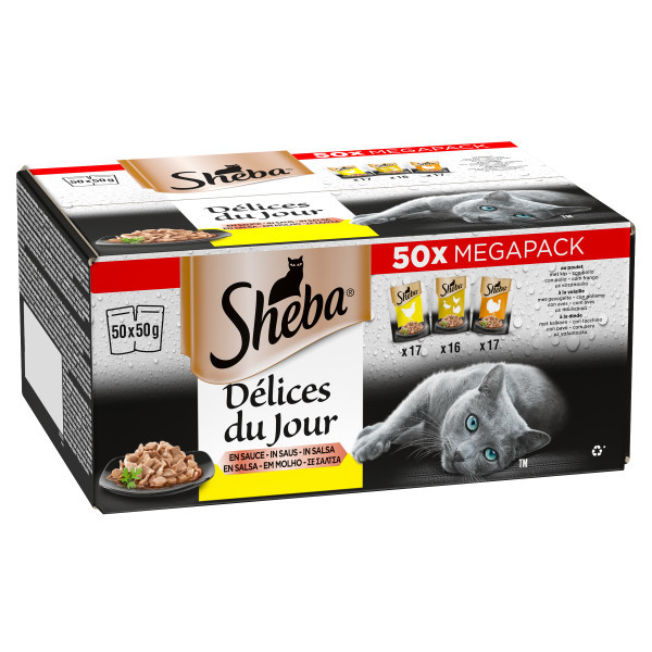 Sheba Délices du Jour Gevogelte Selectie in saus (50g) 12 x 50 g