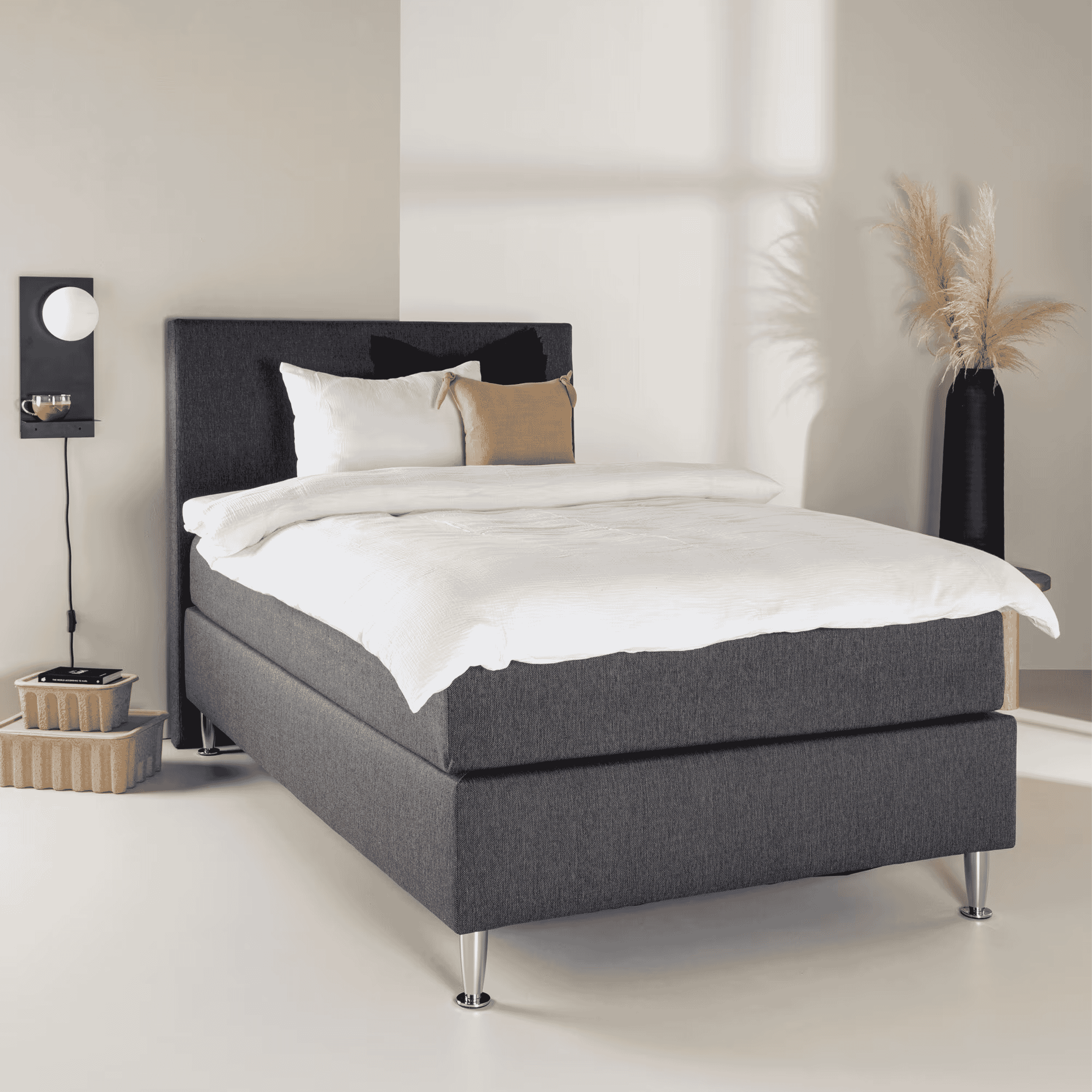 Nohr Bed Jacquise 90 x 200cm - Donkergrijs