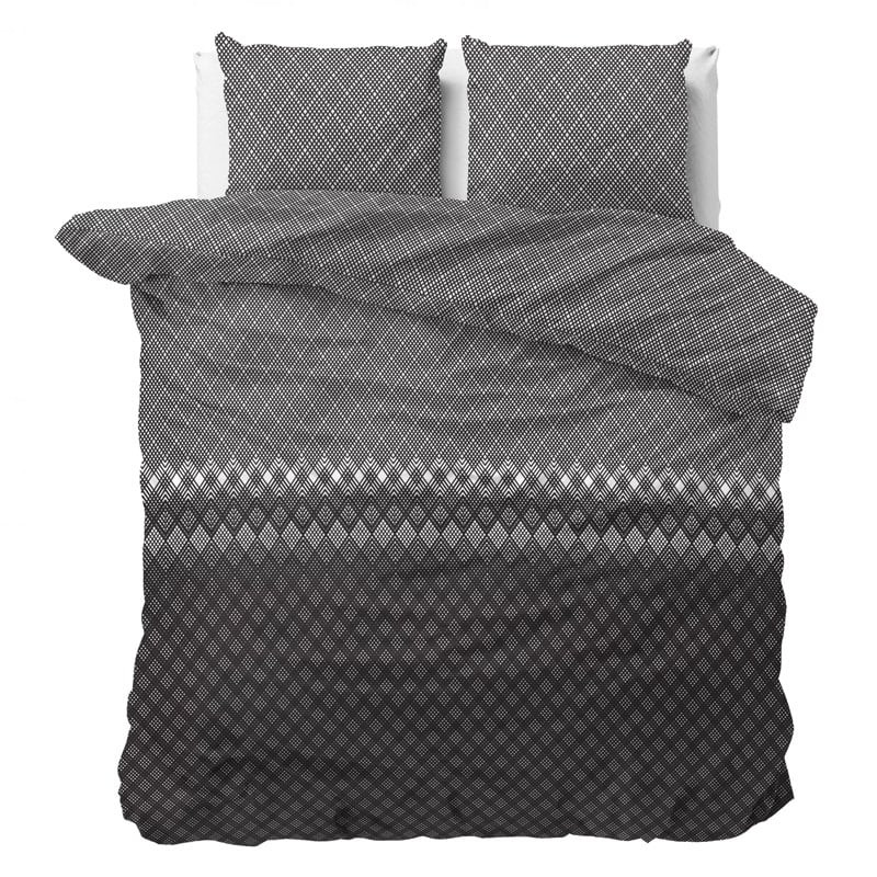 Dekbedovertrek Cheng - Lits-Jumeaux (240x220 cm) - Antraciet Polyester-katoen - Dessin: Ruiten - Sleeptime - Dekbed-Discounter.nl