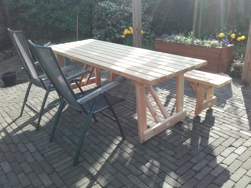 Robuuste tuintafel | Balkenmodel | Douglas hout Gemonteerd 150 cm