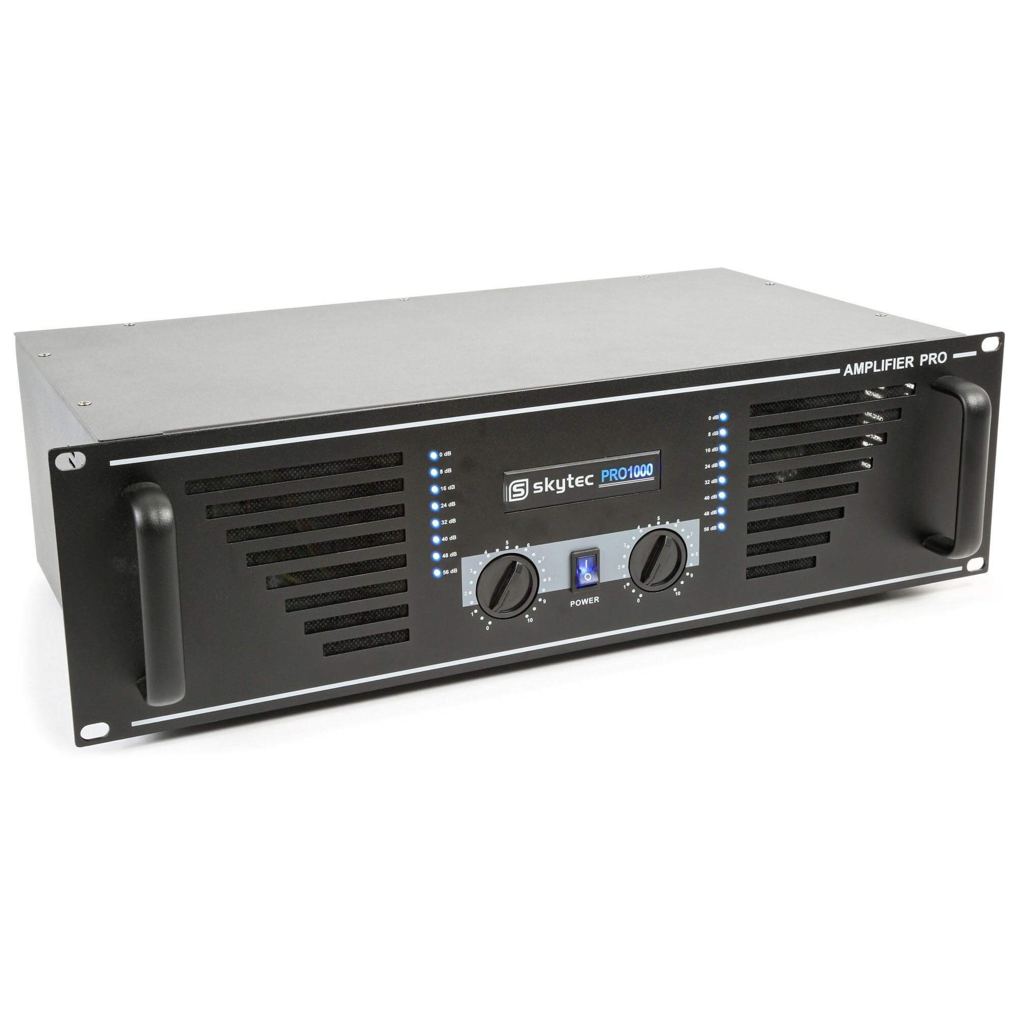 SkyTec SKY-1000B versterker 2x 500W - Zwart