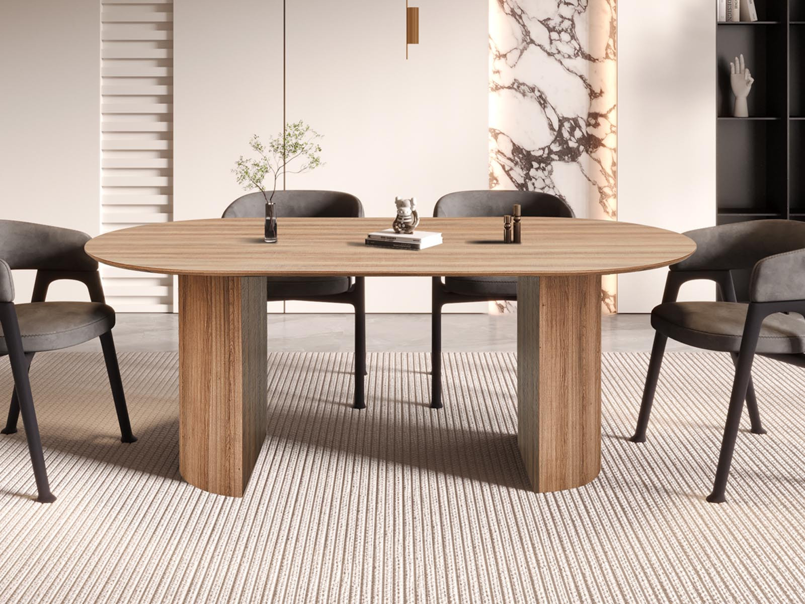 Ovale eettafel LARUSSO 200 cm oude eik