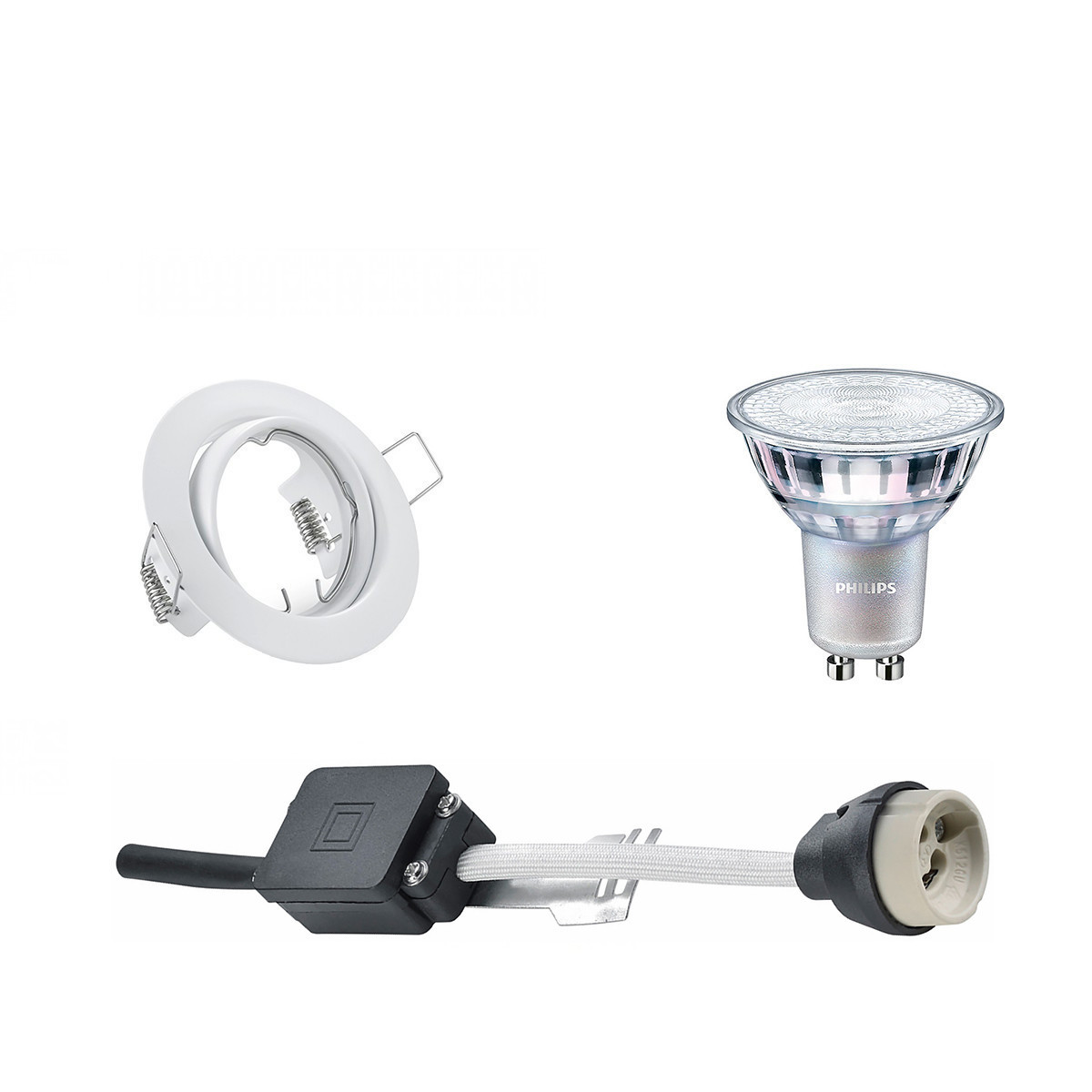 LED Spot Set - GU10 Fitting - Inbouw Rond - Mat Wit - Kantelbaar Ø83mm - Philips - MASTER 927 36D VLE - 4.9W - Warm Wit 2200K-2700K - DimTone Dimbaar