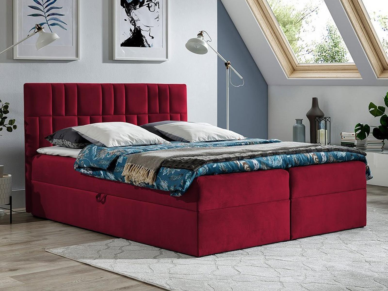 Boxspring TITEMA 160x200 cm rood