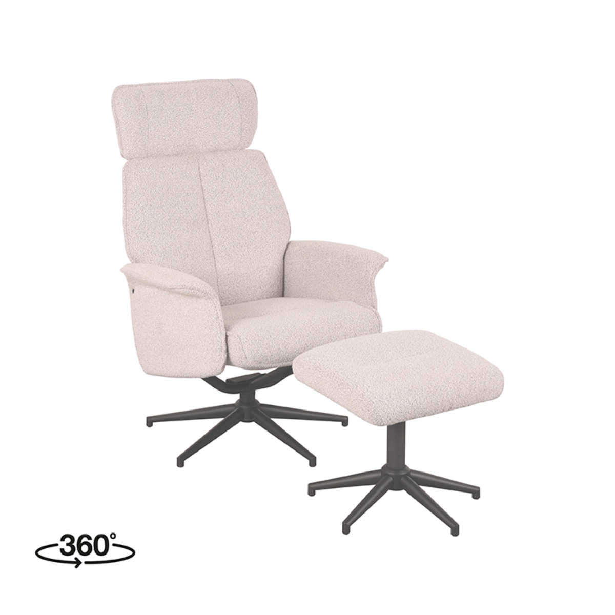 LABEL51 Fauteuil Verdal - Naturel - Boucle - Incl. Hocker