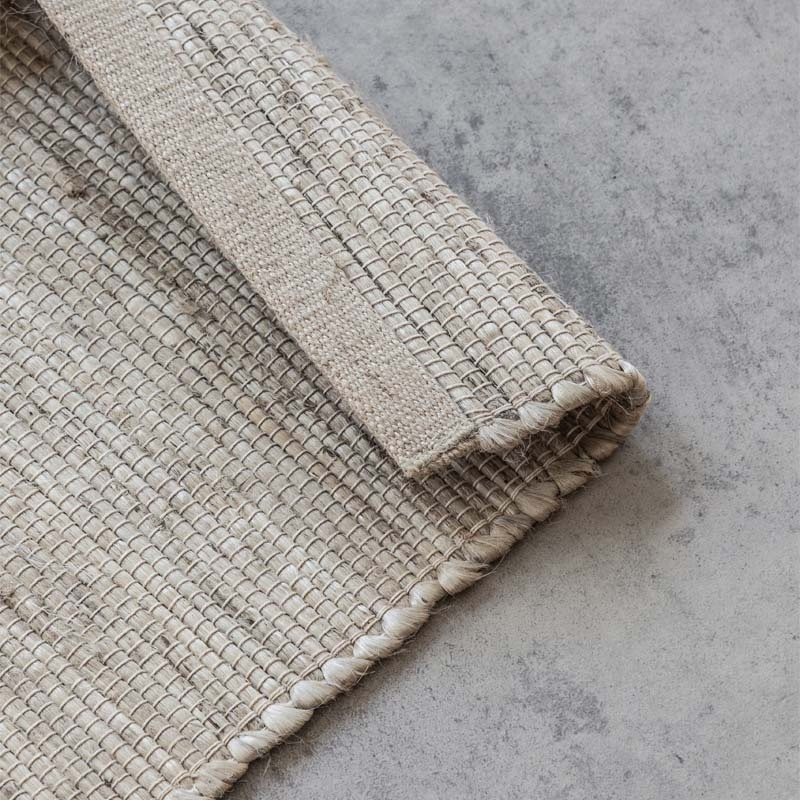 Jute Wol Katoen Vloerkleed Creme - Dhaka - 80x200 cm - Rechthoek - Dekbed-Discounter.nl