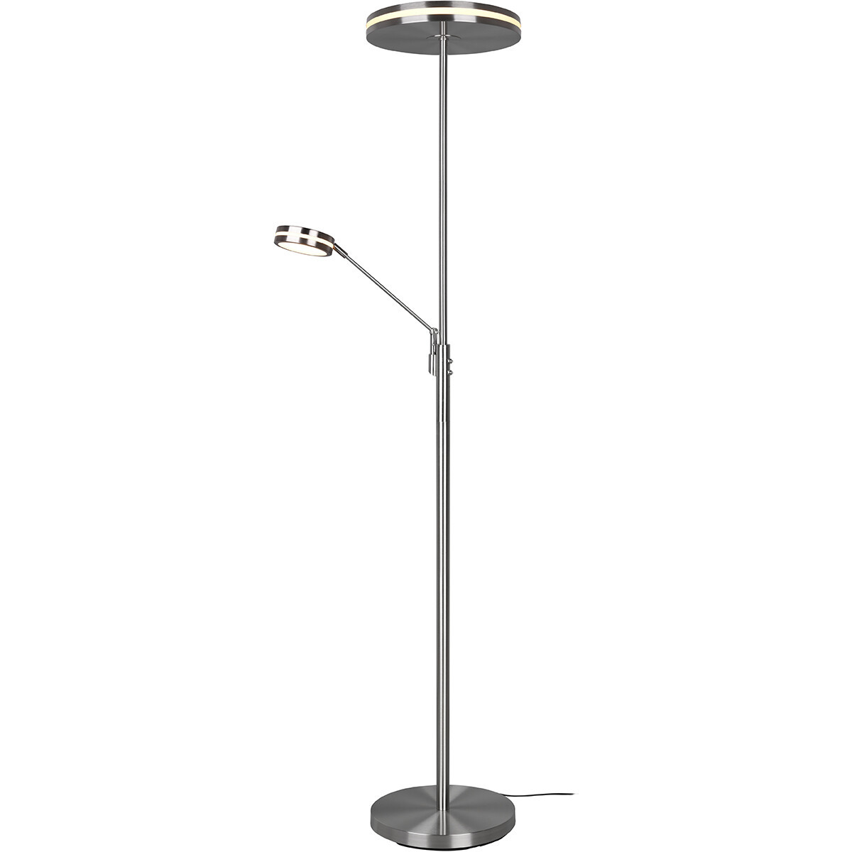 LED Vloerlamp - Trion Franco - 41.5W - Aanpasbare Kleur - Dimbaar - Rond - Mat Nikkel - Aluminium