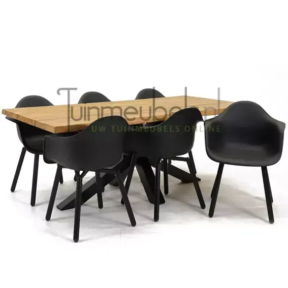 Tuinstoel Montreux zwart/zwart met Spectral tafel 200 cm