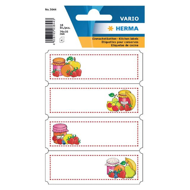 Etiket HERMA 3644 keuken vrucht assortiment | Blister a 4 vel | 10 stuks