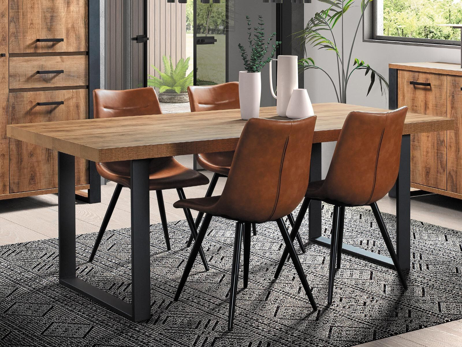 Eettafel LIEZE 170 cm tropix hout met U-poten