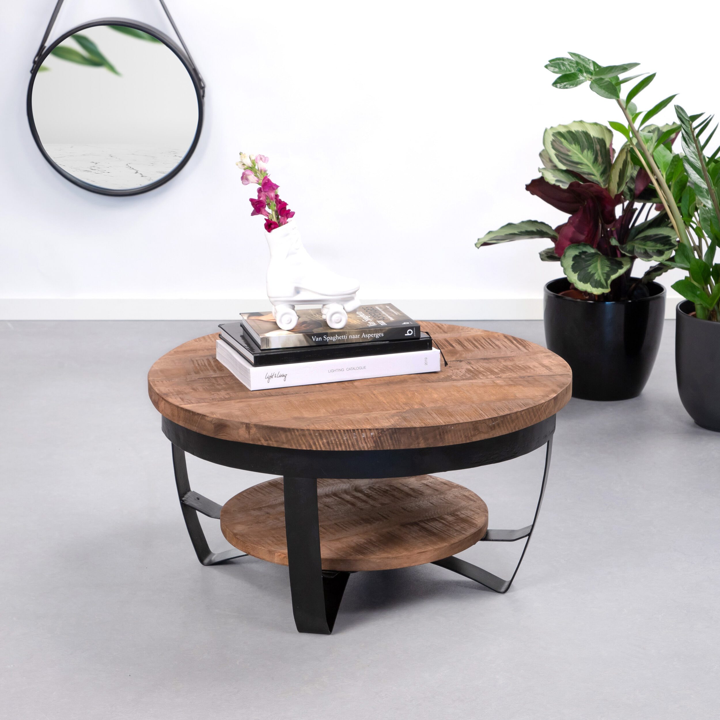 Brix Ronde Salontafel Mark Mango / Staal - zwart