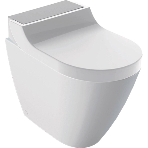 Geberit AquaClean Tuma Comfort douche wc staand wit glans met afdekplaat RVS geborsteld