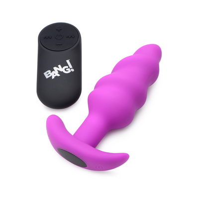 XR Brands Vibrating Silicone Swirl Butt Plug with Remote Control