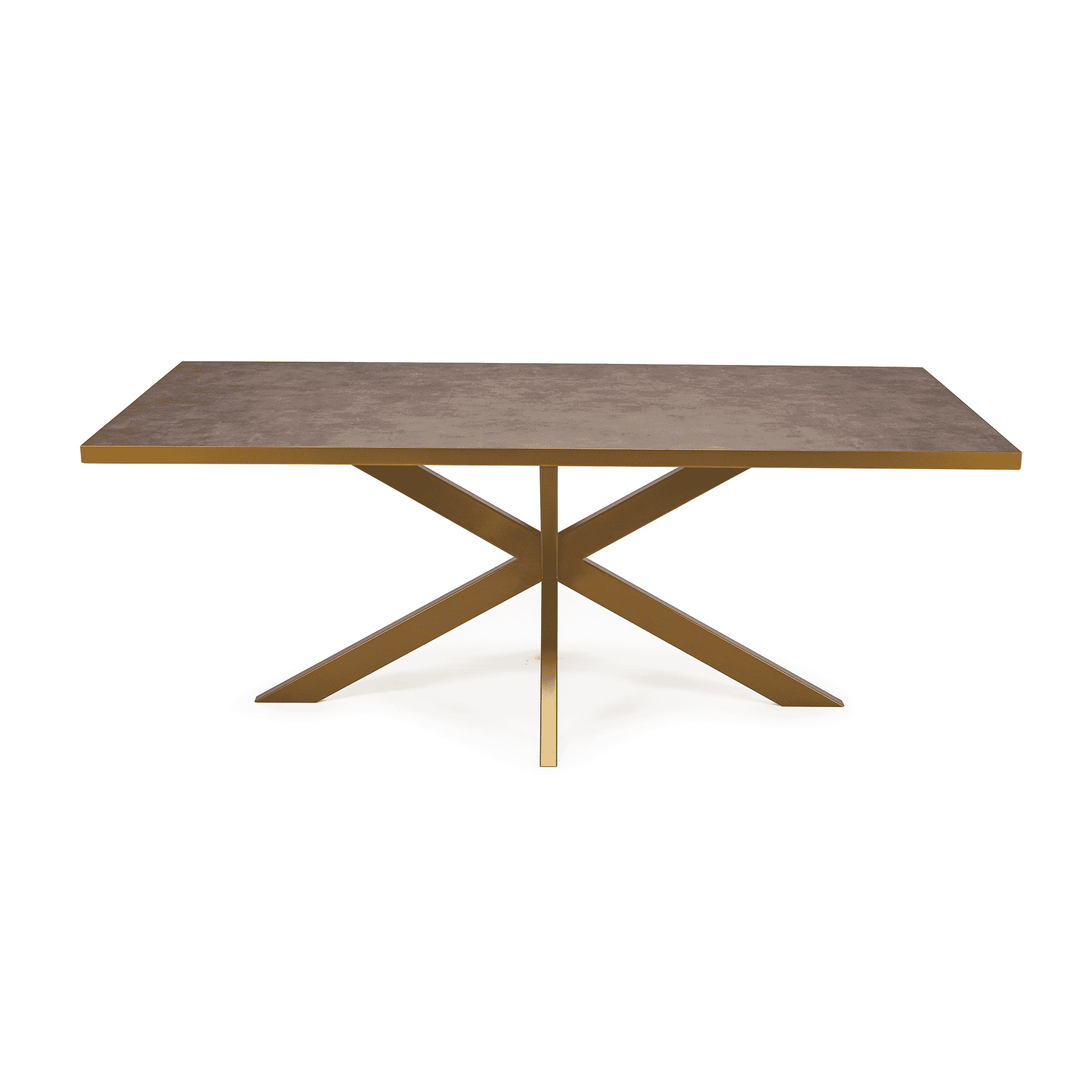 Stalux Eettafel Gijs - goud / lederlook bruin