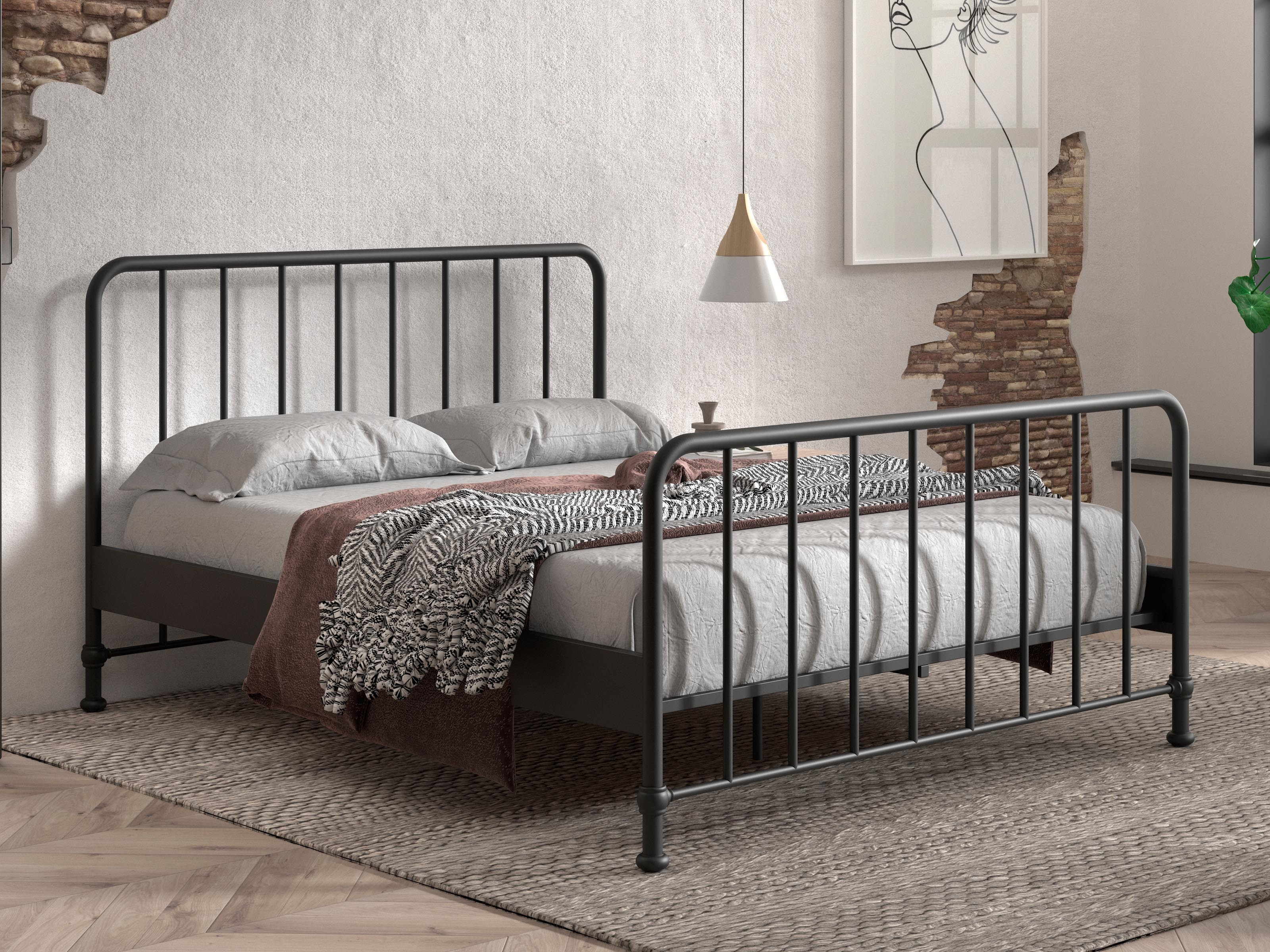 Tweepersoonsbed OONA 160x200 cm zwart