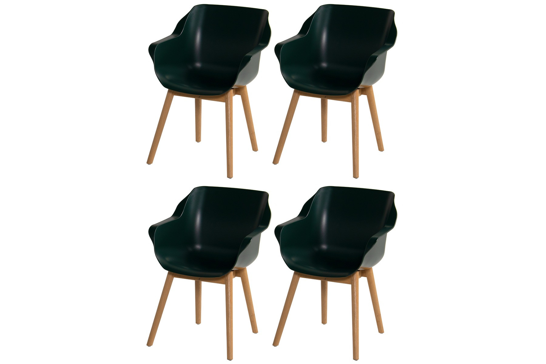 Set van 4 - Hartman Sophie Studio dining armstoel - Night green - Teak poot