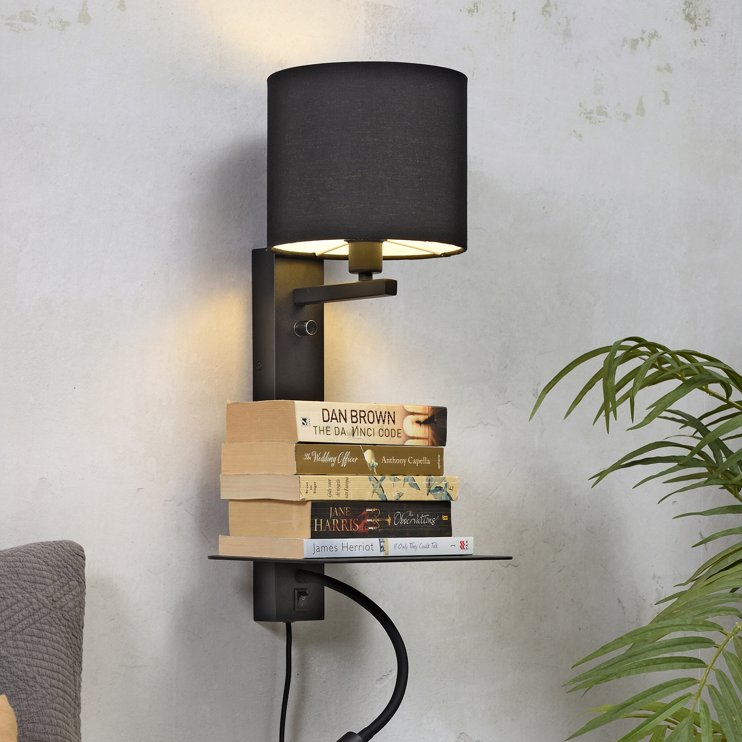 its about RoMi Wandlamp Florence Met stoffen kap en leeslamp