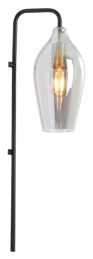 Light & Living Wandlamp Lukaro Glas - Smoke/Mat Zwart