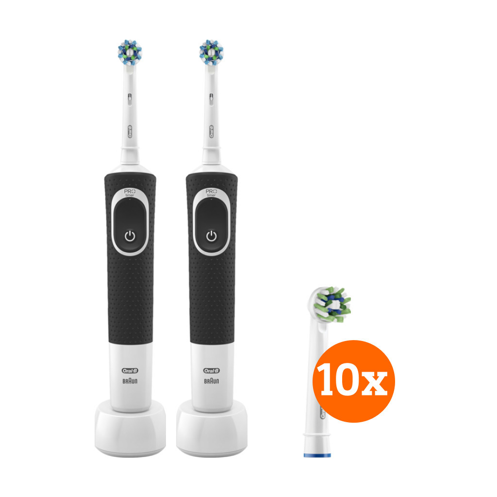 Oral-B Vitality 100 Black Duo Pack + CrossAction opzetborstels (10 stuks)