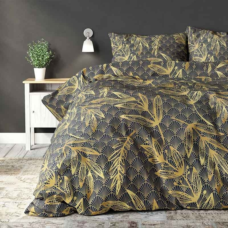 Dekbedovertrek Rush Gold - Eenpersoons (140x200 cm) - Goud Polyester-katoen - Dessin: Patroon - Sleeptime Elegance - Dekbed-Discounter.nl