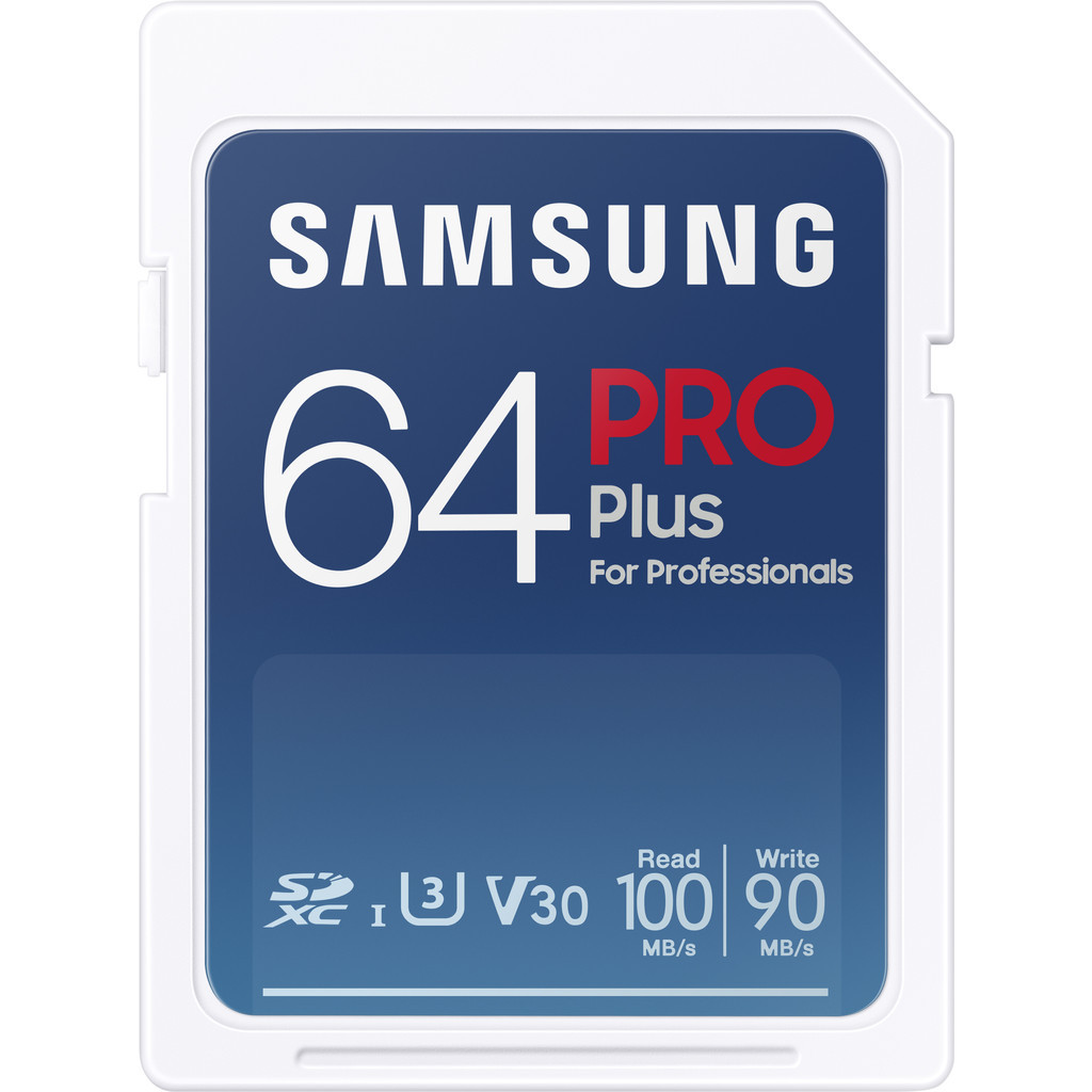 Samsung PRO Plus 64GB, SDXC, UHS-I, U3, 100&90MB/s Reads & Writes, FHD&4K UHD, Memory Card