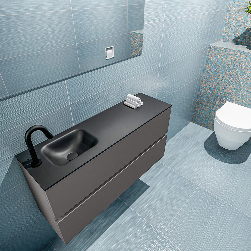 Mondiaz Ada 100cm toiletmeubel dark grey met wastafel urban links 1 kraangat