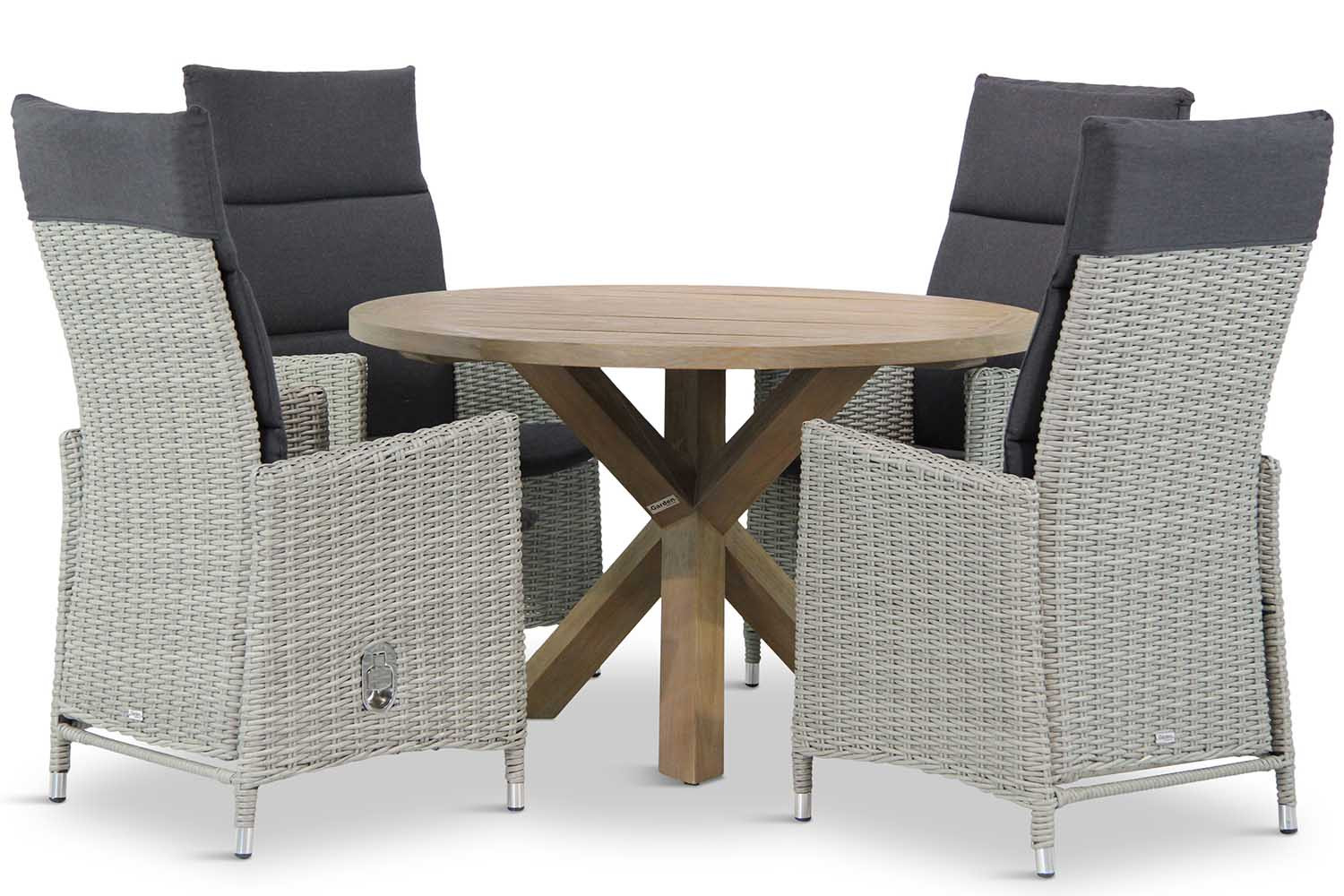 Garden Collections Madera/Sand City 120 cm rond dining tuinset 5-delig