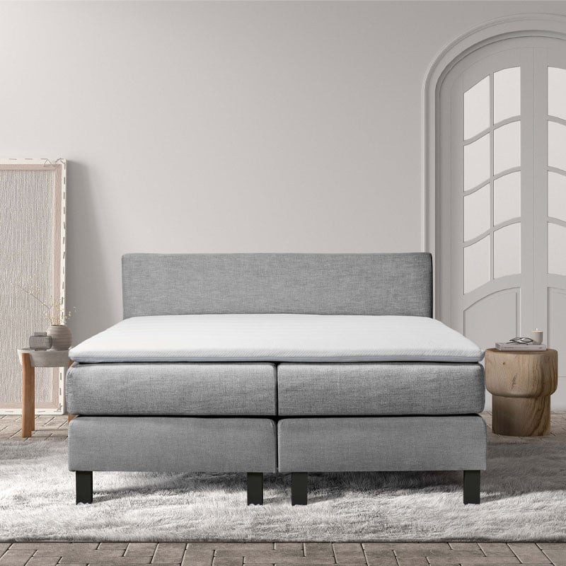 2-Persoons Boxspring Cloud Relax - Deluxe - Taupe 160x210 cm - Pocketvering - Inclusief Topper - Dekbed-Discounter.nl