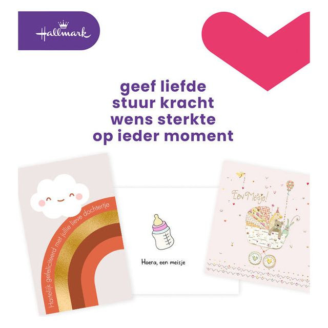 Wenskaart hallmark navulset geboorte dochter 6 st